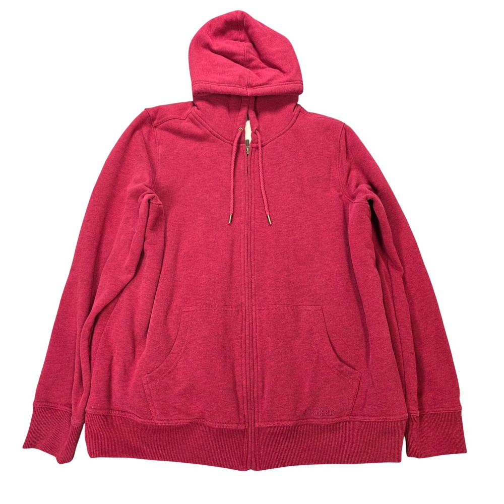 L.L. Bean Sherpa‎ Lined Full Zip Hoodie Men's Size Large Red Heathered